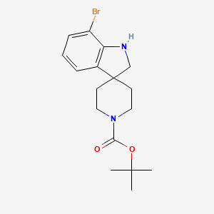 Chemical structure of tert-Butyl 7-bromospiro[indoline-3,4'-piperidine]-1'-carboxylate