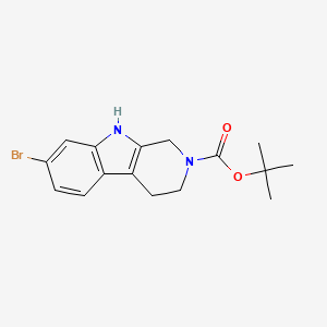 Chemical structure of tert-butyl 7-bromo-3,4-dihydro-1H-pyrido[3,4-b]indole-2(9H)-carboxylate