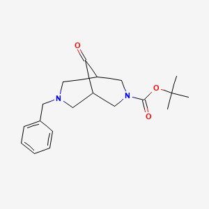 Chemical structure of tert-Butyl 7-benzyl-9-oxo-3,7-diazabicyclo[3.3.1]nonane-3-carboxylate
