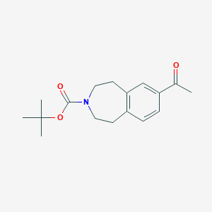 Chemical structure of tert-butyl 7-acetyl-2,3,4,5-tetrahydro-1H-3-benzazepine-3-carboxylate