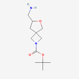Chemical structure of tert-Butyl 7-(aminomethyl)-6-oxa-2-azaspiro[3.4]octane-2-carboxylate