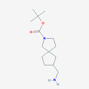 Chemical structure of tert-Butyl 7-(aminomethyl)-2-azaspiro[4.4]nonane-2-carboxylate