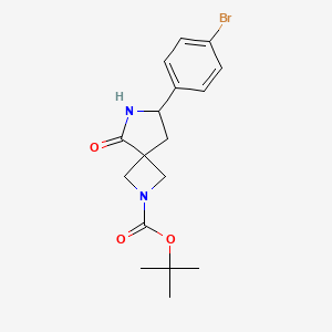 Chemical structure of tert-Butyl 7-(4-bromophenyl)-5-oxo-2,6-diazaspiro[3.4]octane-2-carboxylate