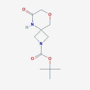 Chemical structure of tert-Butyl 6-oxo-8-oxa-2,5-diazaspiro[3.5]nonane-2-carboxylate