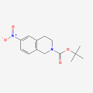 Chemical structure of tert-Butyl 6-nitro-3,4-dihydroisoquinoline-2(1H)-carboxylate