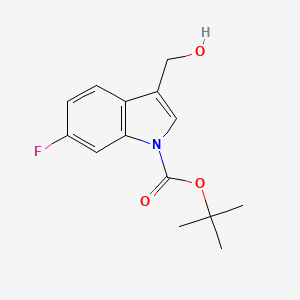 Chemical structure of tert-Butyl 6-fluoro-3-(hydroxymethyl)-1H-indole-1-carboxylate