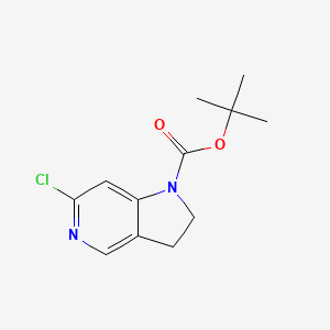 Chemical structure of tert-Butyl 6-chloro-2,3-dihydro-1H-pyrrolo[3,2-c]pyridine-1-carboxylate