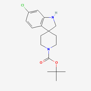 Chemical structure of tert-Butyl 6-chloro-1,2-dihydrospiro[indole-3,4'-piperidine]-1'-carboxylate