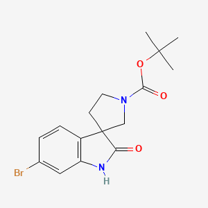 Chemical structure of tert-Butyl 6-bromo-2-oxospiro[indoline-3,3'-pyrrolidine]-1'-carboxylate