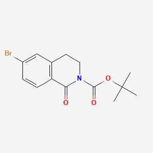 Chemical structure of tert-Butyl 6-bromo-1-oxo-3,4-dihydroisoquinoline-2(1H)-carboxylate