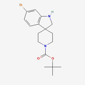 Chemical structure of tert-Butyl 6-bromo-1,2-dihydrospiro[indole-3,4'-piperidine]-1'-carboxylate