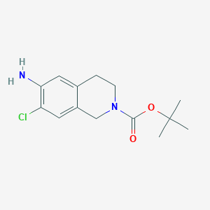 Chemical structure of tert-Butyl 6-amino-7-chloro-3,4-dihydroisoquinoline-2(1H)-carboxylate