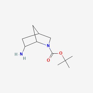 Chemical structure of tert-Butyl 6-amino-2-azabicyclo[2.2.1]heptane-2-carboxylate