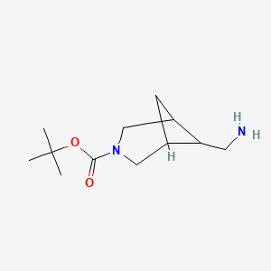 Chemical structure of tert-Butyl 6-(aminomethyl)-3-azabicyclo[3.1.1]heptane-3-carboxylate