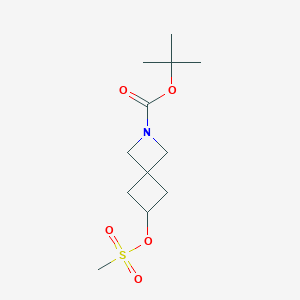 Chemical structure of tert-butyl 6-((methylsulfonyl)oxy)-2-azaspiro[3.3]heptane-2-carboxylate