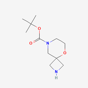 Chemical structure of tert-Butyl 5-oxa-2,8-diazaspiro[3.5]nonane-8-carboxylate