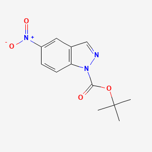 Chemical structure of tert-Butyl 5-nitro-1H-indazole-1-carboxylate