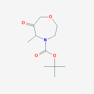 Chemical structure of tert-Butyl 5-methyl-6-oxo-1,4-oxazepane-4-carboxylate