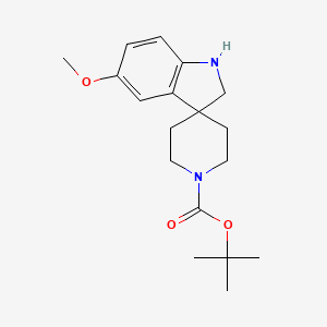 Chemical structure of tert-Butyl 5-methoxy-1,2-dihydrospiro[indole-3,4'-piperidine]-1'-carboxylate