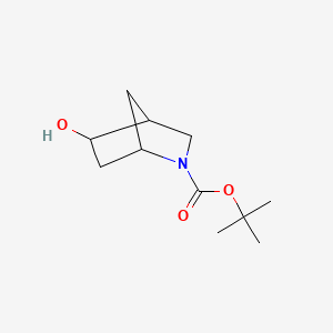 Chemical structure of tert-Butyl 5-hydroxy-2-aza-bicyclo[2.2.1]heptane-2-carboxylate