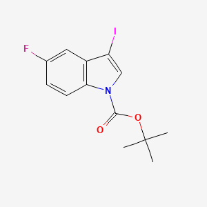 Chemical structure of tert-Butyl 5-fluoro-3-iodo-1H-indole-1-carboxylate