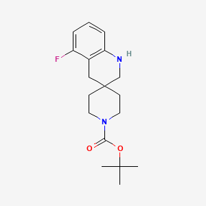 Chemical structure of tert-Butyl 5'-fluoro-2',4'-dihydro-1'H-spiro[piperidine-4,3'-quinoline]-1-carbox