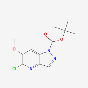 Chemical structure of tert-Butyl 5-chloro-6-methoxy-1H-pyrazolo[4,3-b]pyridine-1-carboxylate