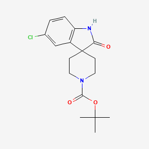 Chemical structure of tert-Butyl 5-chloro-2-oxospiro[indoline-3,4'-piperidine]-1'-carboxylate