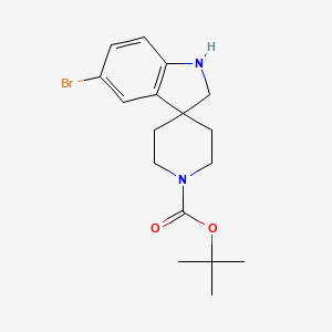 Chemical structure of tert-Butyl 5-bromospiro[indoline-3,4'-piperidine]-1'-carboxylate