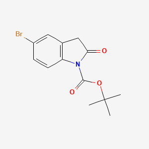 Chemical structure of tert-butyl 5-bromo-2-oxoindoline-1-carboxylate