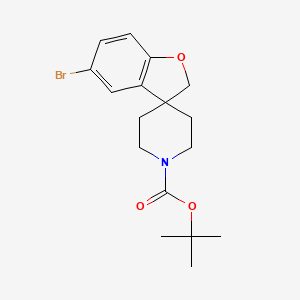 Chemical structure of tert-Butyl 5-bromo-2H-spiro[benzofuran-3,4'-piperidine]-1'-carboxylate
