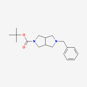 Chemical structure of tert-butyl 5-benzylhexahydropyrrolo[3,4-c]pyrrole-2(1H)-carboxylate
