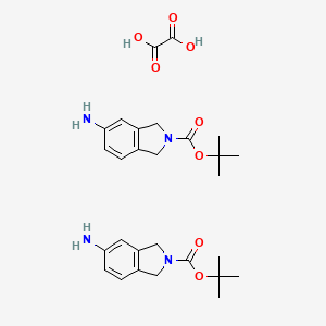 Chemical structure of tert-Butyl 5-aminoisoindoline-2-carboxylate oxalate(2:1)