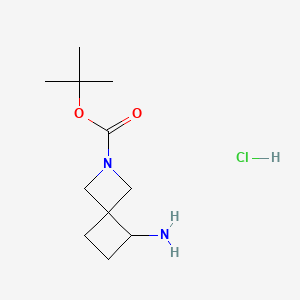Chemical structure of TERT-BUTYL 5-AMINO-2-AZASPIRO[3.3]HEPTANE-2-CARBOXYLATE HYDROCHLORIDE