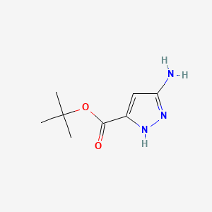 Chemical structure of tert-Butyl 5-amino-1H-pyrazole-3-carboxylate