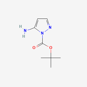 Chemical structure of tert-Butyl 5-amino-1H-pyrazole-1-carboxylate