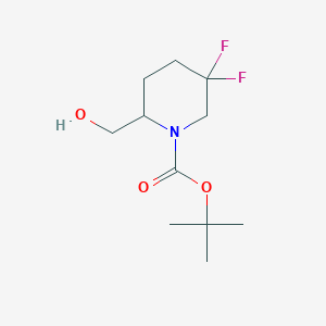 Chemical structure of tert-Butyl 5,5-difluoro-2-(hydroxymethyl)piperidine-1-carboxylate