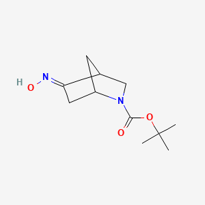 Chemical structure of tert-butyl 5-(hydroxyimino)-2-azabicyclo[2.2.1]heptane-2-carboxylate