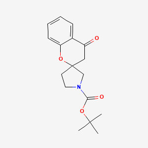 Chemical structure of tert-butyl 4-oxo-3,4-dihydrospiro[1-benzopyran-2,3'-pyrrolidine]-1'-carboxylate