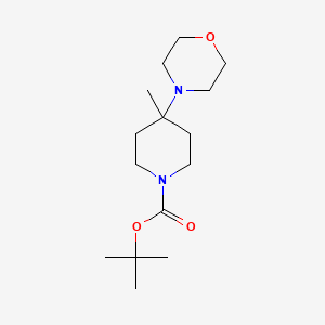 Chemical structure of 1-Boc-4-Methyl-4-morpholin-4-yl-piperidine