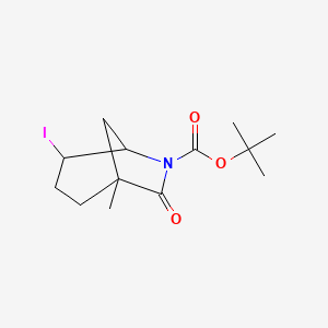 Chemical structure of tert-Butyl 4-iodo-1-methyl-7-oxo-6-azabicyclo[3.2.1]octane-6-carboxylate