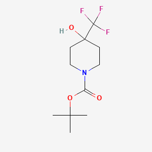 Chemical structure of tert-Butyl 4-hydroxy-4-(trifluoromethyl)piperidine-1-carboxylate