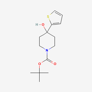 Chemical structure of tert-butyl 4-hydroxy-4-(thiophen-2-yl)piperidine-1-carboxylate