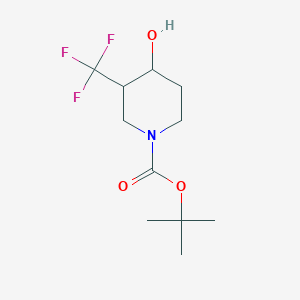 Chemical structure of tert-Butyl 4-hydroxy-3-(trifluoromethyl)piperidine-1-carboxylate