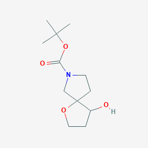 Chemical structure of tert-Butyl 4-hydroxy-1-oxa-7-azaspiro[4.4]nonane-7-carboxylate