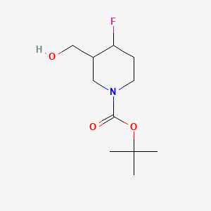 Chemical structure of tert-Butyl 4-fluoro-3-(hydroxymethyl)piperidine-1-carboxylate