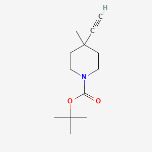 Chemical structure of tert-Butyl 4-ethynyl-4-methylpiperidine-1-carboxylate