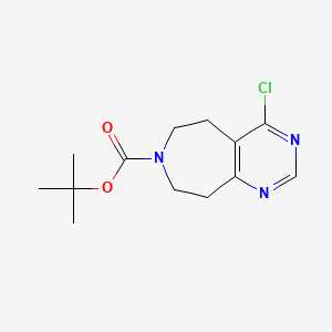 Chemical structure of tert-Butyl 4-chloro-8,9-dihydro-5H-pyrimido[4,5-d]azepine-7(6H)-carboxylate