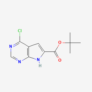 Chemical structure of tert-Butyl 4-chloro-7H-pyrrolo[2, 3-d]pyrimidine-6-carboxylate