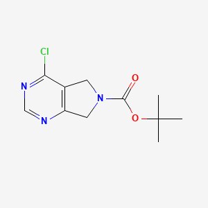 Chemical structure of tert-Butyl 4-chloro-5H-pyrrolo[3,4-d]pyrimidine-6(7H)-carboxylate